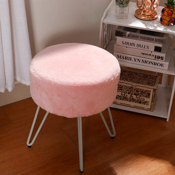 Pink fluffy stool sale